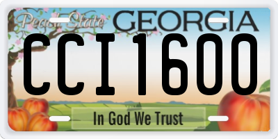 GA license plate CCI1600