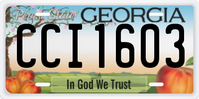 GA license plate CCI1603
