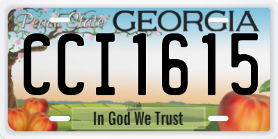 GA license plate CCI1615
