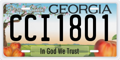 GA license plate CCI1801