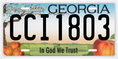 GA license plate CCI1803