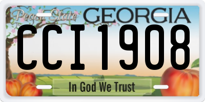 GA license plate CCI1908