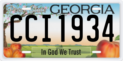 GA license plate CCI1934