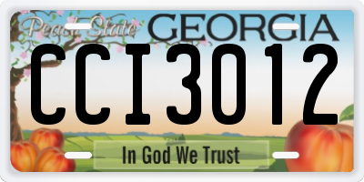 GA license plate CCI3012