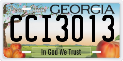 GA license plate CCI3013