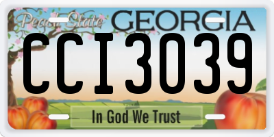 GA license plate CCI3039