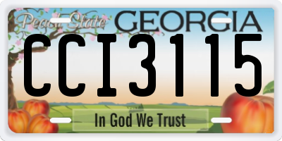 GA license plate CCI3115