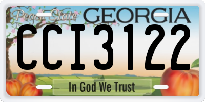 GA license plate CCI3122