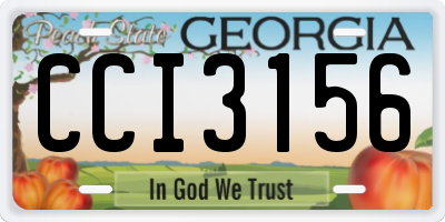GA license plate CCI3156
