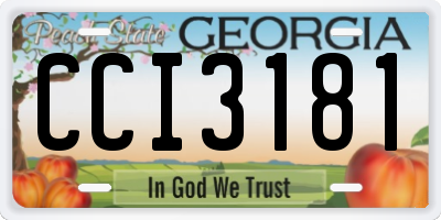 GA license plate CCI3181