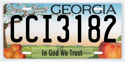 GA license plate CCI3182