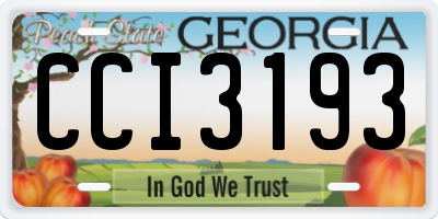 GA license plate CCI3193