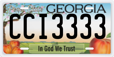 GA license plate CCI3333