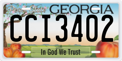 GA license plate CCI3402