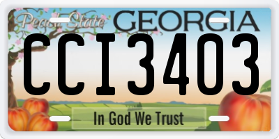 GA license plate CCI3403