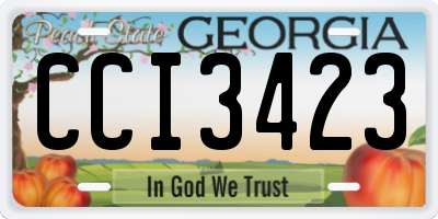 GA license plate CCI3423