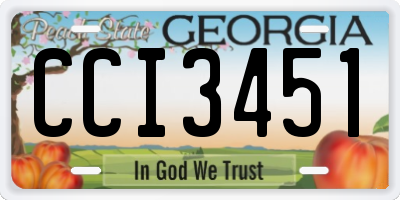 GA license plate CCI3451