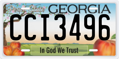 GA license plate CCI3496