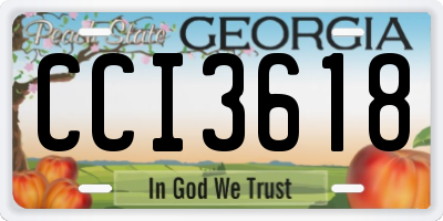 GA license plate CCI3618