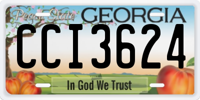 GA license plate CCI3624