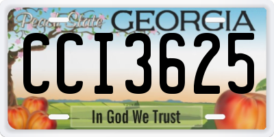 GA license plate CCI3625