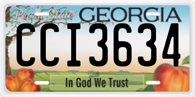 GA license plate CCI3634