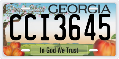 GA license plate CCI3645