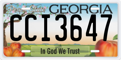 GA license plate CCI3647