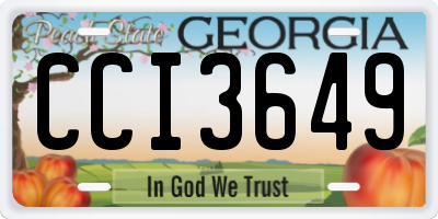 GA license plate CCI3649