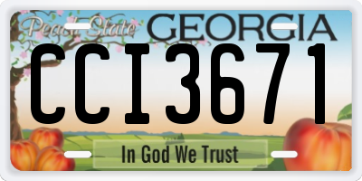 GA license plate CCI3671