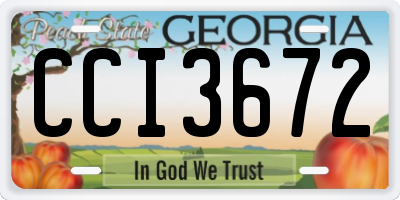 GA license plate CCI3672