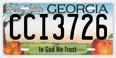 GA license plate CCI3726