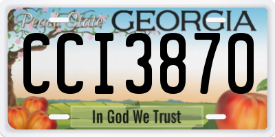 GA license plate CCI3870