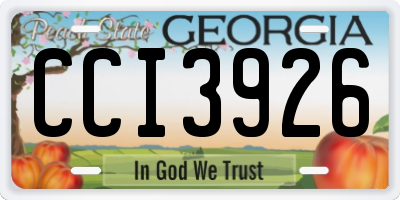 GA license plate CCI3926