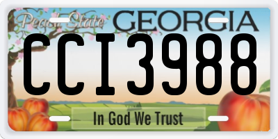 GA license plate CCI3988