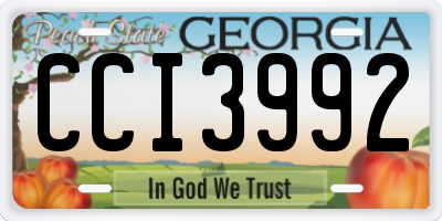 GA license plate CCI3992