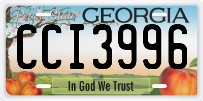 GA license plate CCI3996