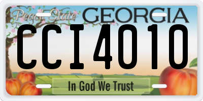 GA license plate CCI4010