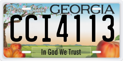 GA license plate CCI4113
