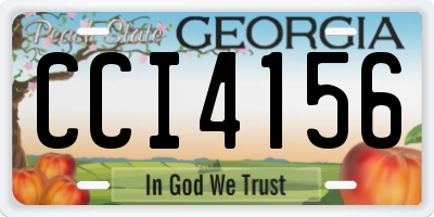 GA license plate CCI4156