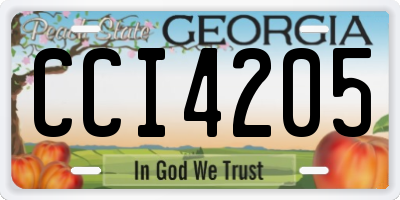 GA license plate CCI4205