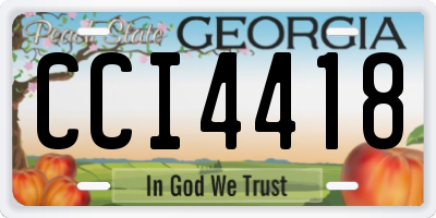 GA license plate CCI4418