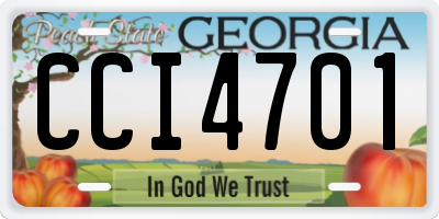 GA license plate CCI4701