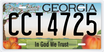 GA license plate CCI4725