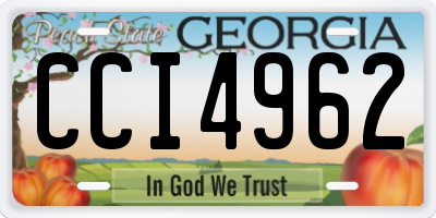 GA license plate CCI4962