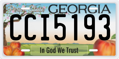 GA license plate CCI5193