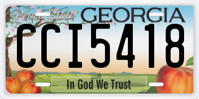 GA license plate CCI5418