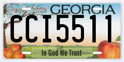 GA license plate CCI5511