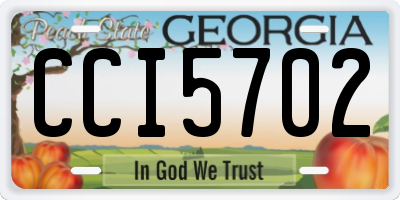 GA license plate CCI5702