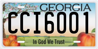 GA license plate CCI6001